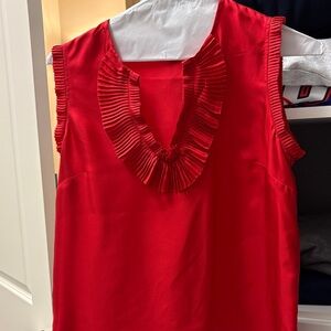 J. Crew Vibrant Red Pleated Blouse